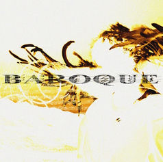 Abstract gold-and-white image of a person in profile with flowing hair and the word BAROQUE across the center.