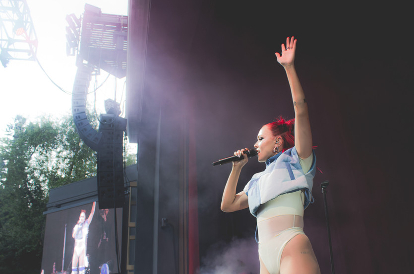 UPSAHL performing at the Greek Theater in Los Angeles.