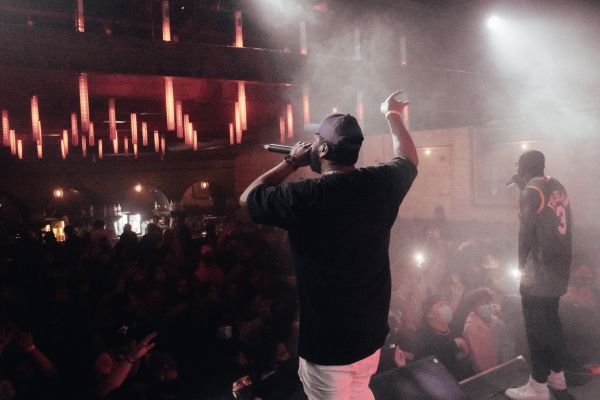 Myazwe and King Mookz performing at the Exchange Event Centre in Winnipeg, Manitoba.