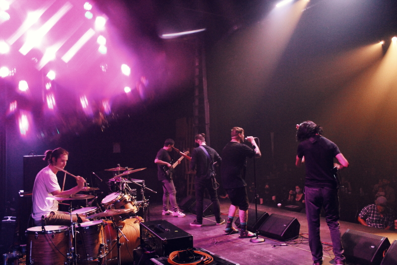 Photo of the Manitoba metalcore band Planeshifter, performing on The Park Theatre stage.