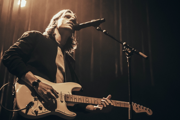 Patrick Droney performing at the infamous Winnipeg venue the Burton Cummings Theatre.