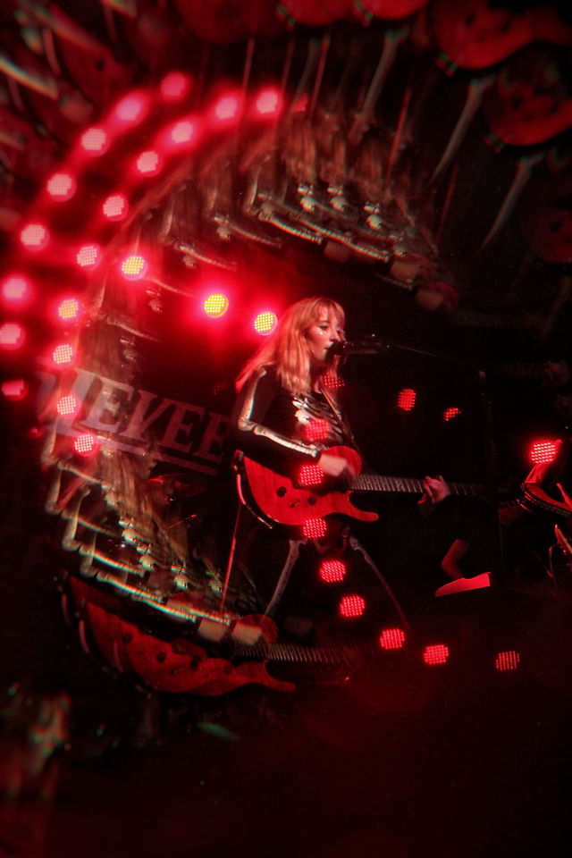 Photo of the Manitoba rock band Julien's Daughter performing on the Pyramid Cabaret stage.