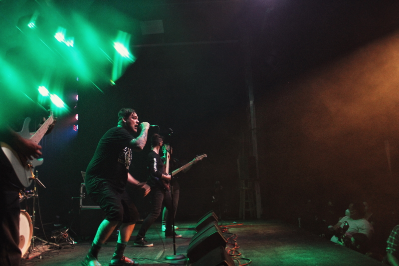 Photo of the Manitoba metalcore band Planeshifter, performing on The Park Theatre stage.