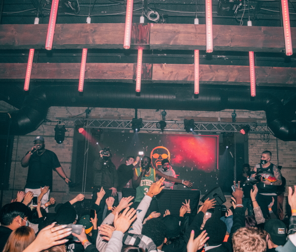 Myazwe and King Mookz performing at the Exchange Event Centre in Winnipeg, Manitoba.
