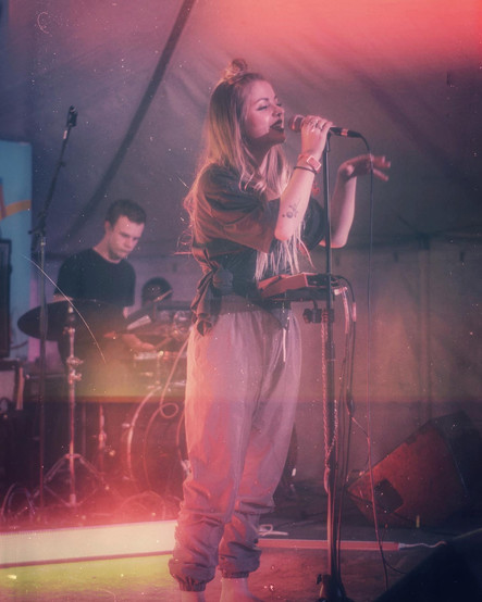 Manitoba pop artist LOA performing at the Manitoba 150 Forrest Tent at the annual Festival du Voyageur.