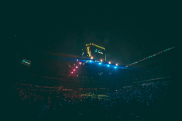 Influencers, creators, and youtubers boxing for charity at Yuengling Center in Florida as part of the Creator Clash event.