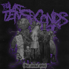 Stylized figures in eerie clothing stand with creepy expressions. Background is dark with purple text: "The Dead Ends." Mood is unsettling.