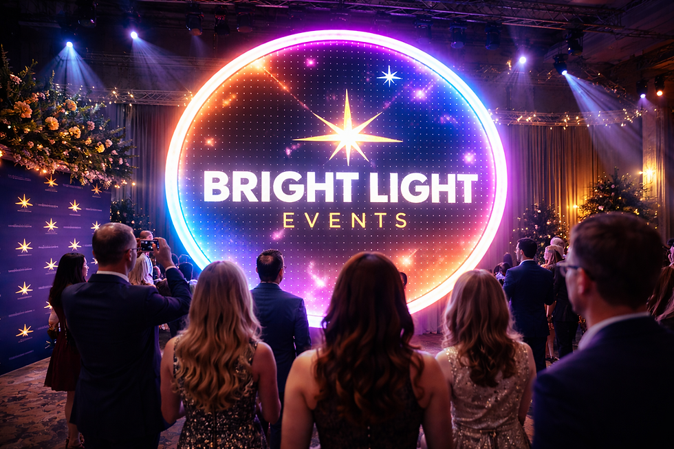 Large round LED shaped video display used as a dramatic event backdrop with bright graphics.