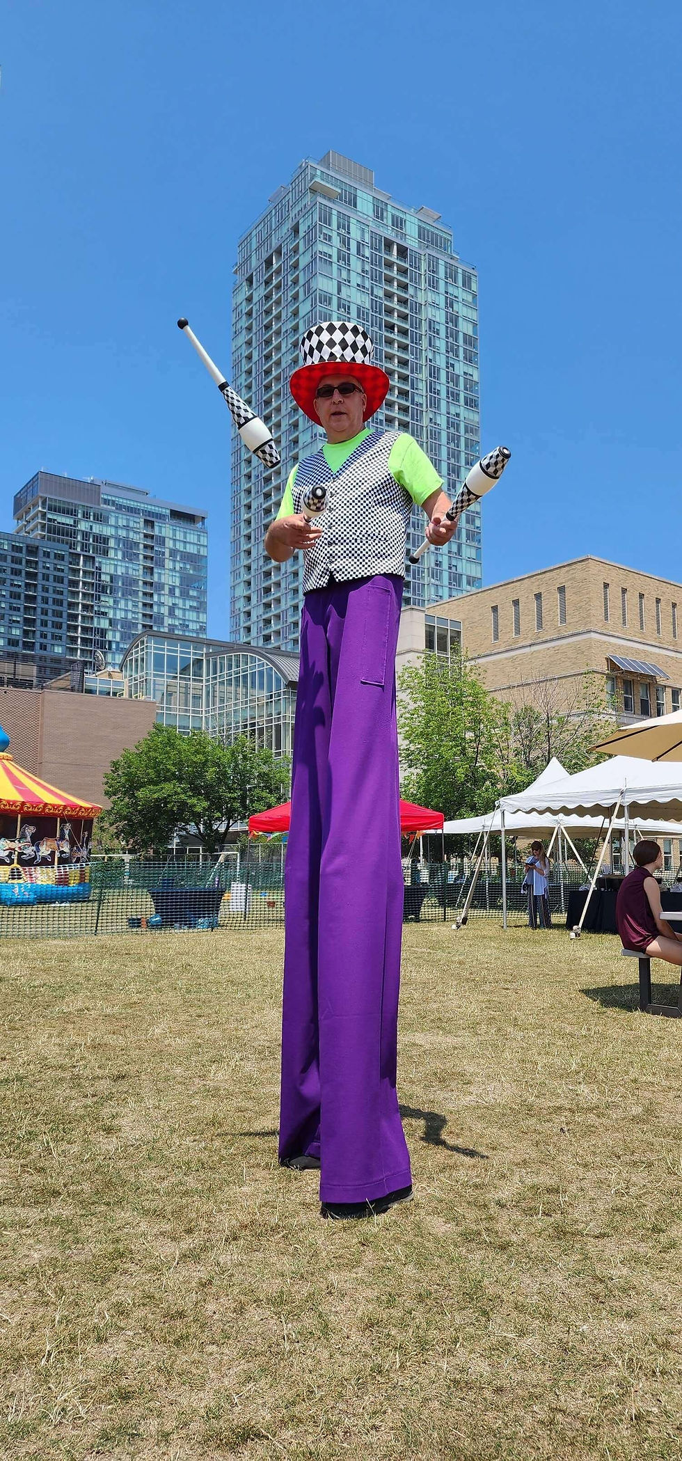 Stilt walker at an outdoors event