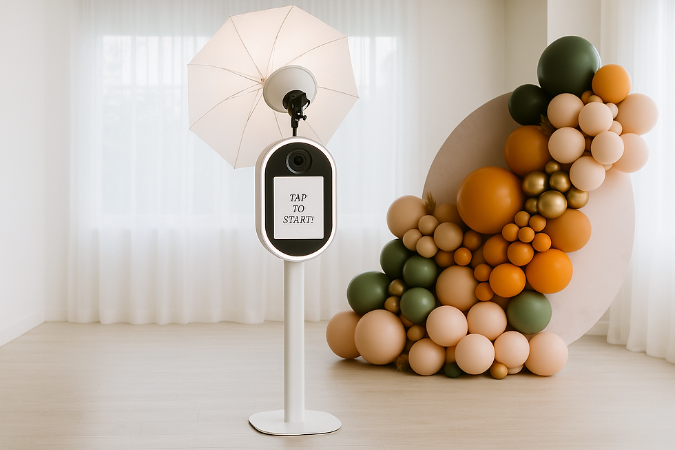 Modern photo booth and balloon arrangement