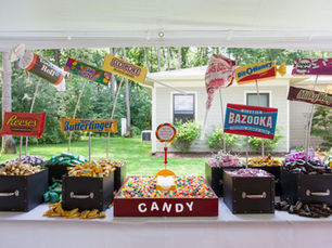 A bright and eye-catching candy display at a social event