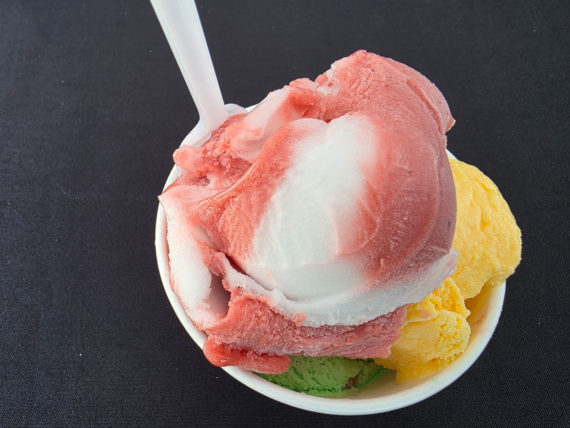 Gourmet ice cream flavors in a cup
