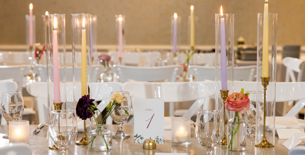 Delicate flower and candle centerpieces