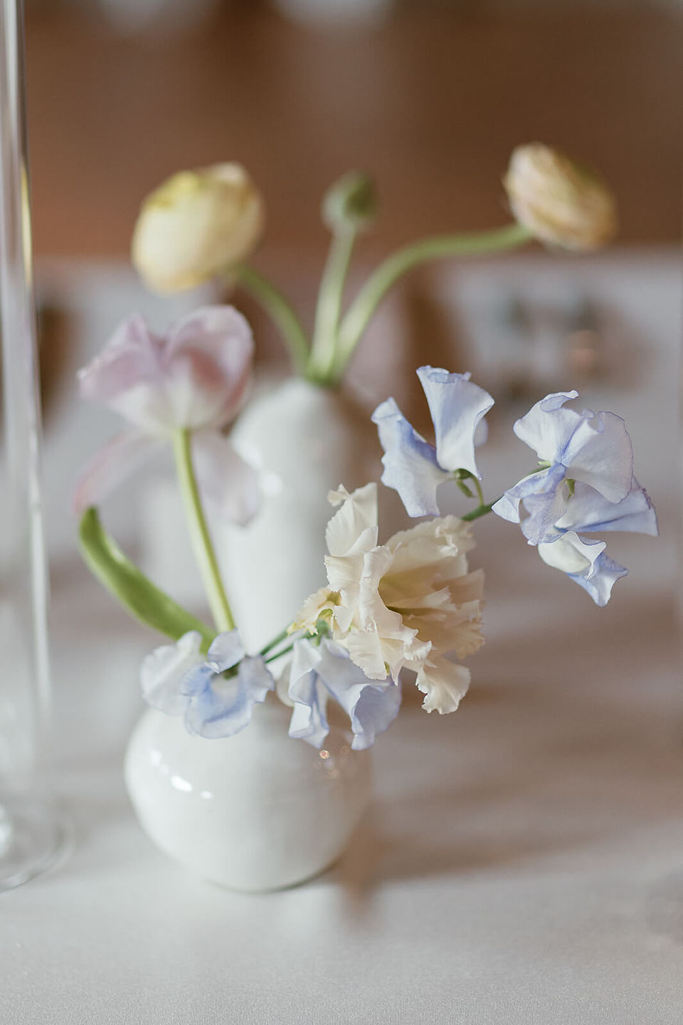 Delicate purple flowers as a centerpiece