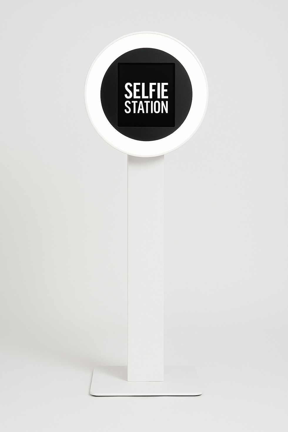 Modern white selfie station booth