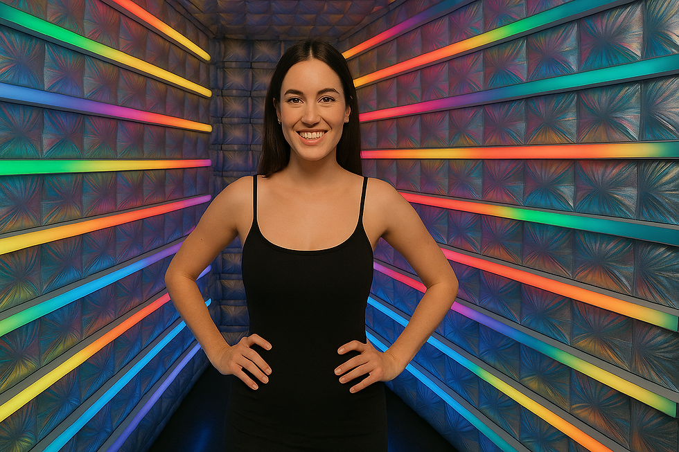 Guest attendee posing in a vogue photo booth
