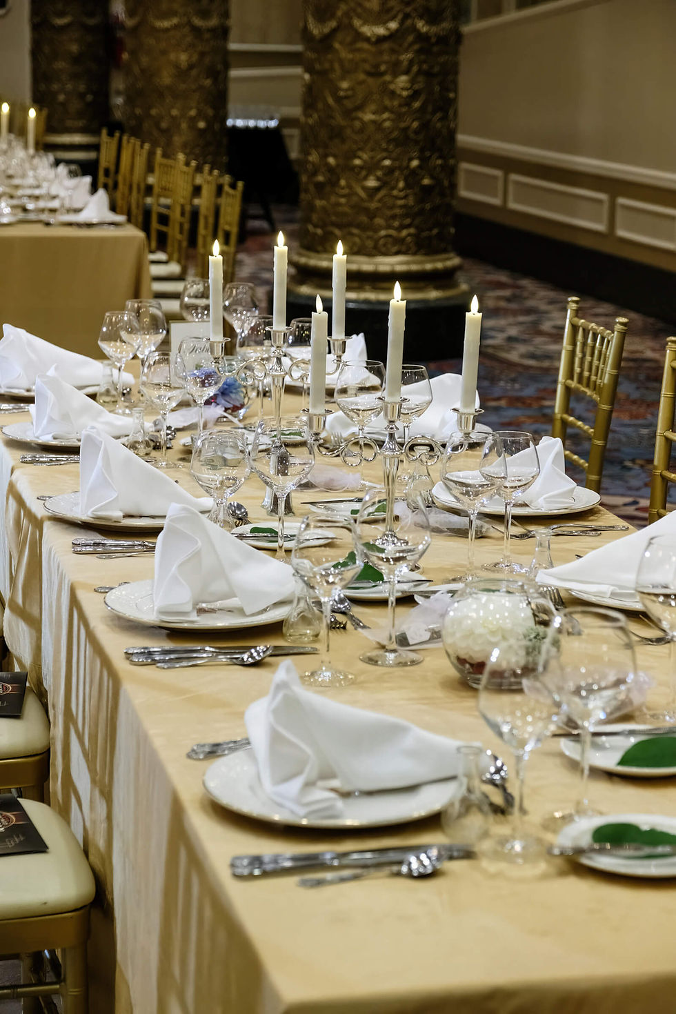 Elegant table décor and setup at a wedding reception
