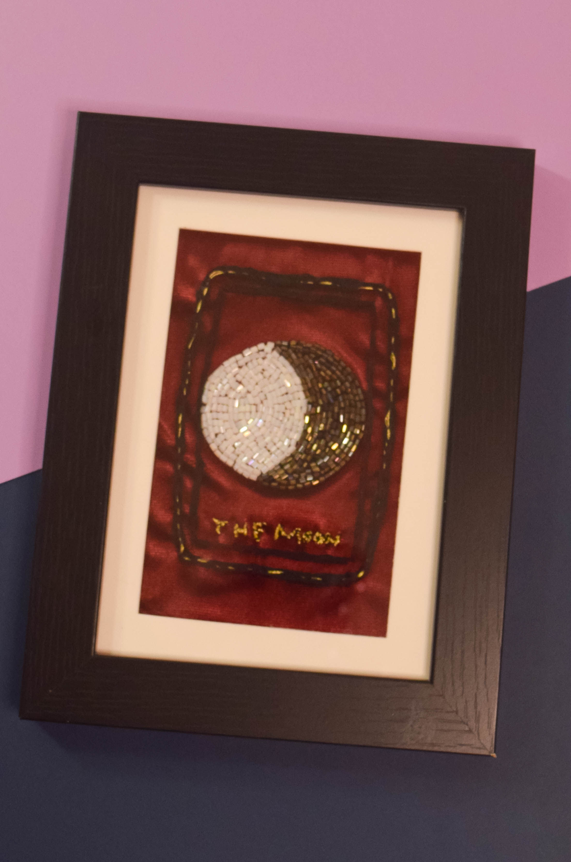 Hand Beadedand Embroidered Minimalist The Moon Tarot Card Frames