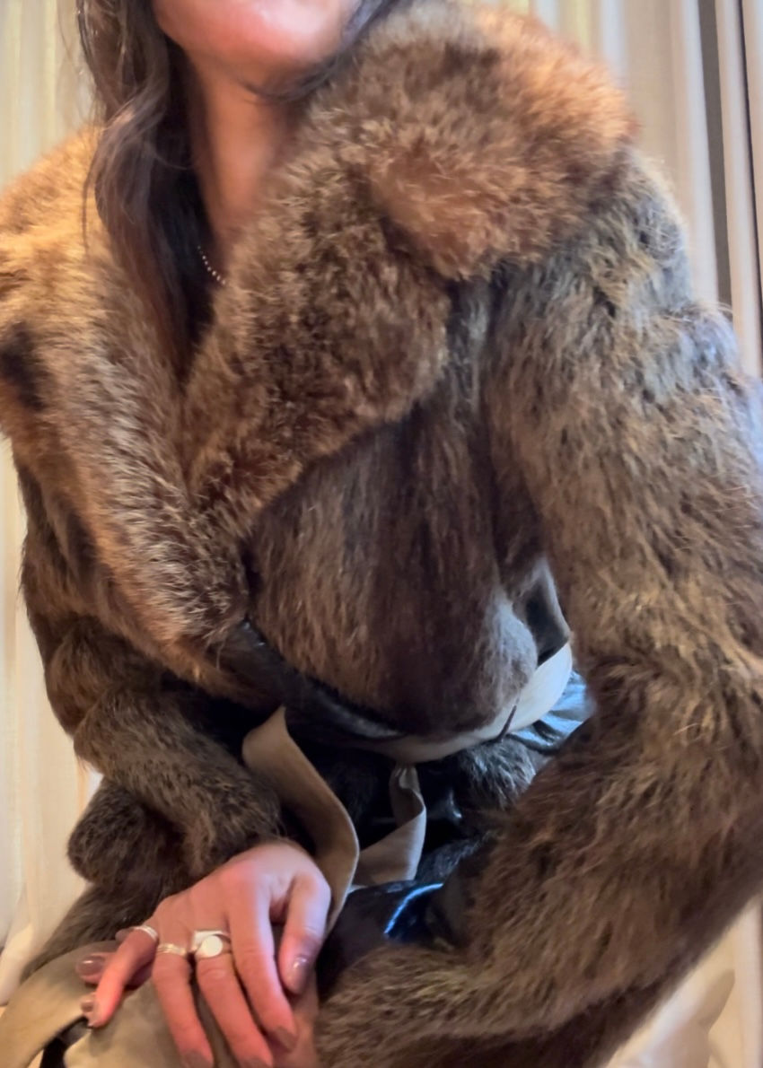 Thumbnail: Oleg Cassini 1970s Fur and Leather Coat S