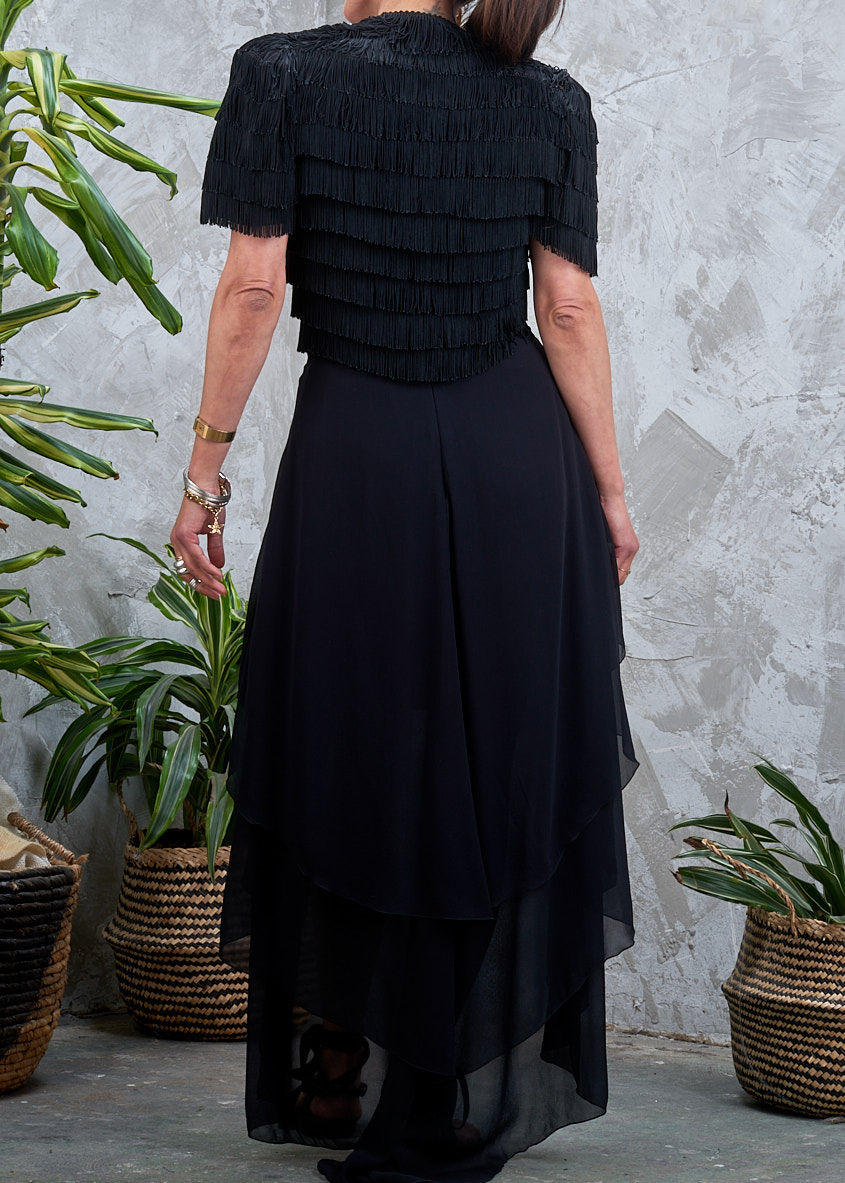 Thumbnail: KARL LAGERFELD 1990s Chiffon Scallop Hem High Low Silk Skirt M