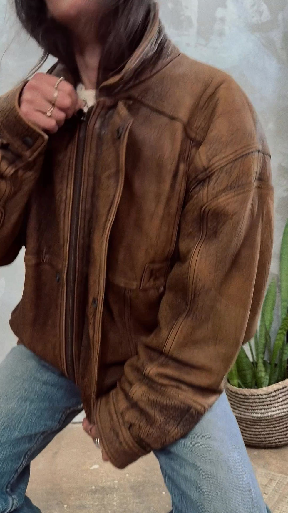 Thumbnail: NORTH BEACH Michael Hoban 1980s Distressed Leather Bomber Jacket M