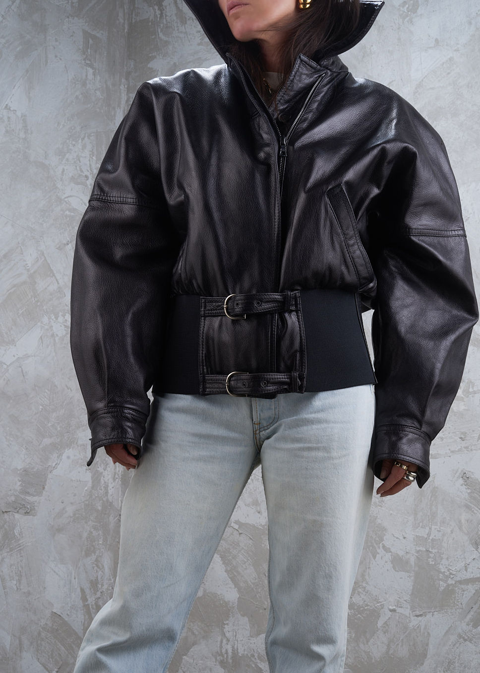 Thumbnail: GIANNI VERSACE Shearling Collar Elastic Waist Bomber M