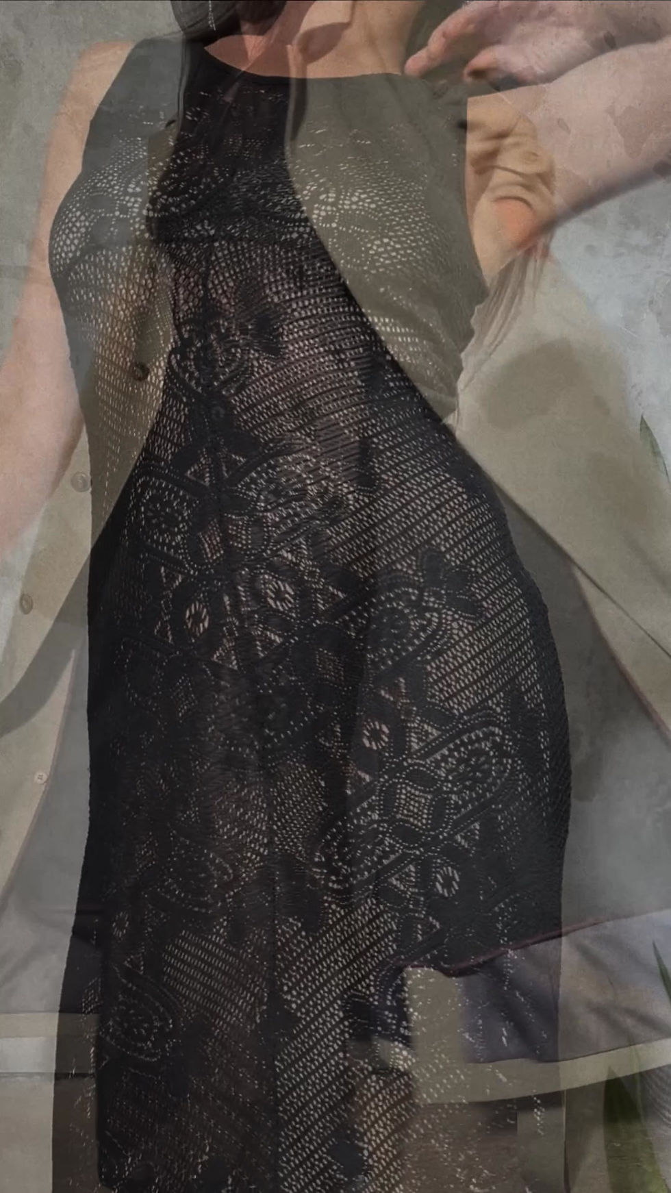 Thumbnail: VIVIENNE TAM Late 1990s Stretch Lace Sheer Tank Dress M