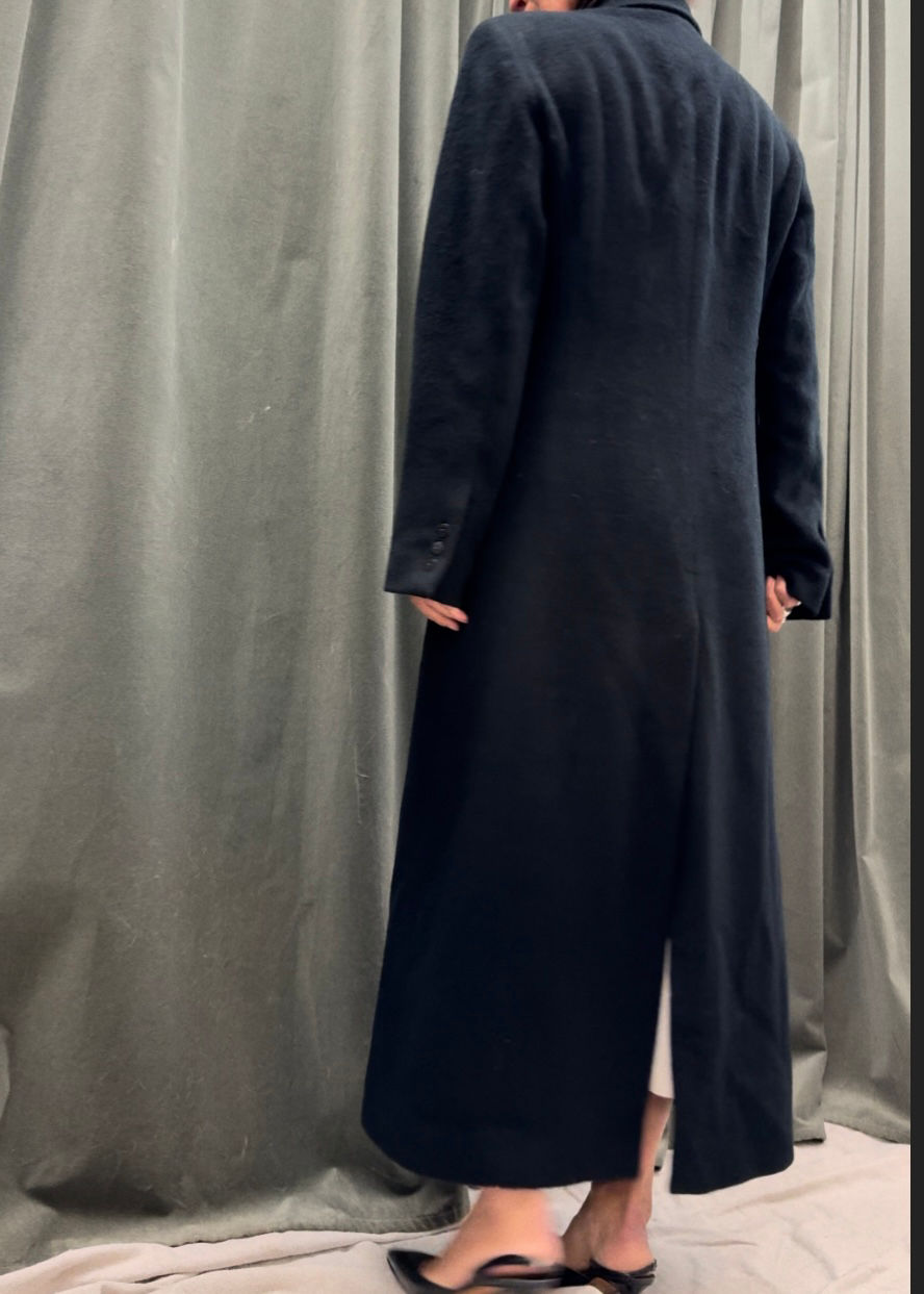Thumbnail: DONNA KARAN 1990s Angora Blend Double Breast Classic Coat S