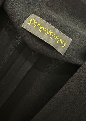 Thumbnail: DONNA KARAN 1990s Drape Front Long Blazer S