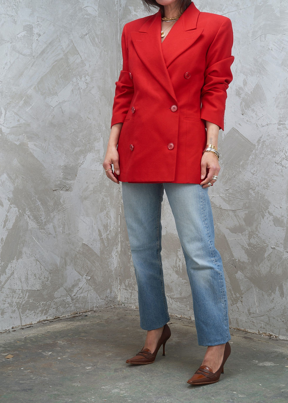 Thumbnail: GIANFRANCO FERRE 1990s Double Breast Peak Lapel Blazer S