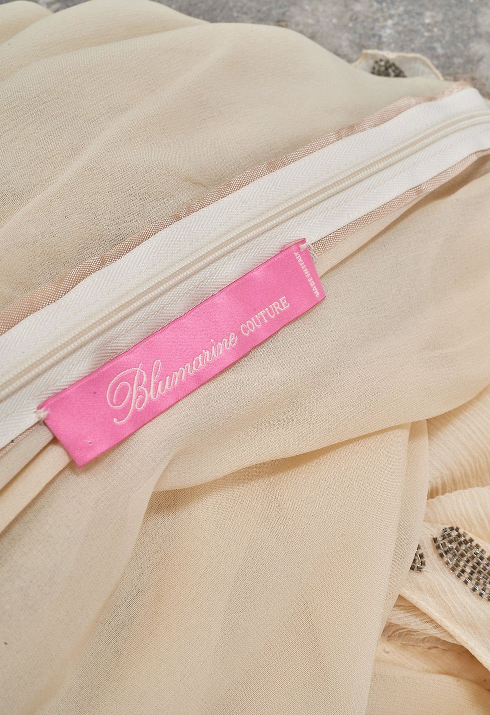 Thumbnail: BLUMARINE Couture Y2K Chiffon Beaded Dress M