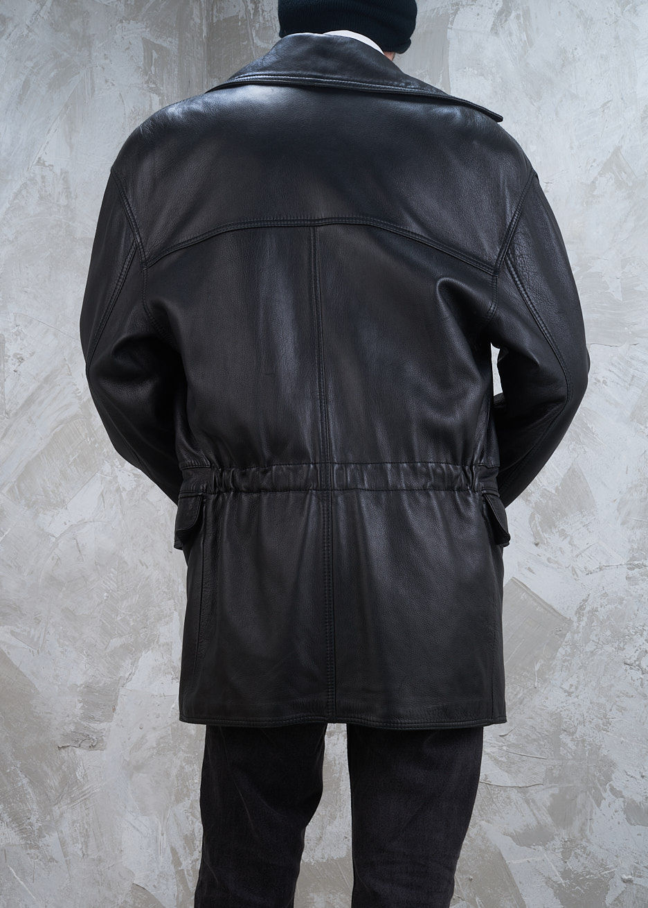 Thumbnail: GIANNI VERSACE 1991 Menswear Leather Zip up MidJacket S M