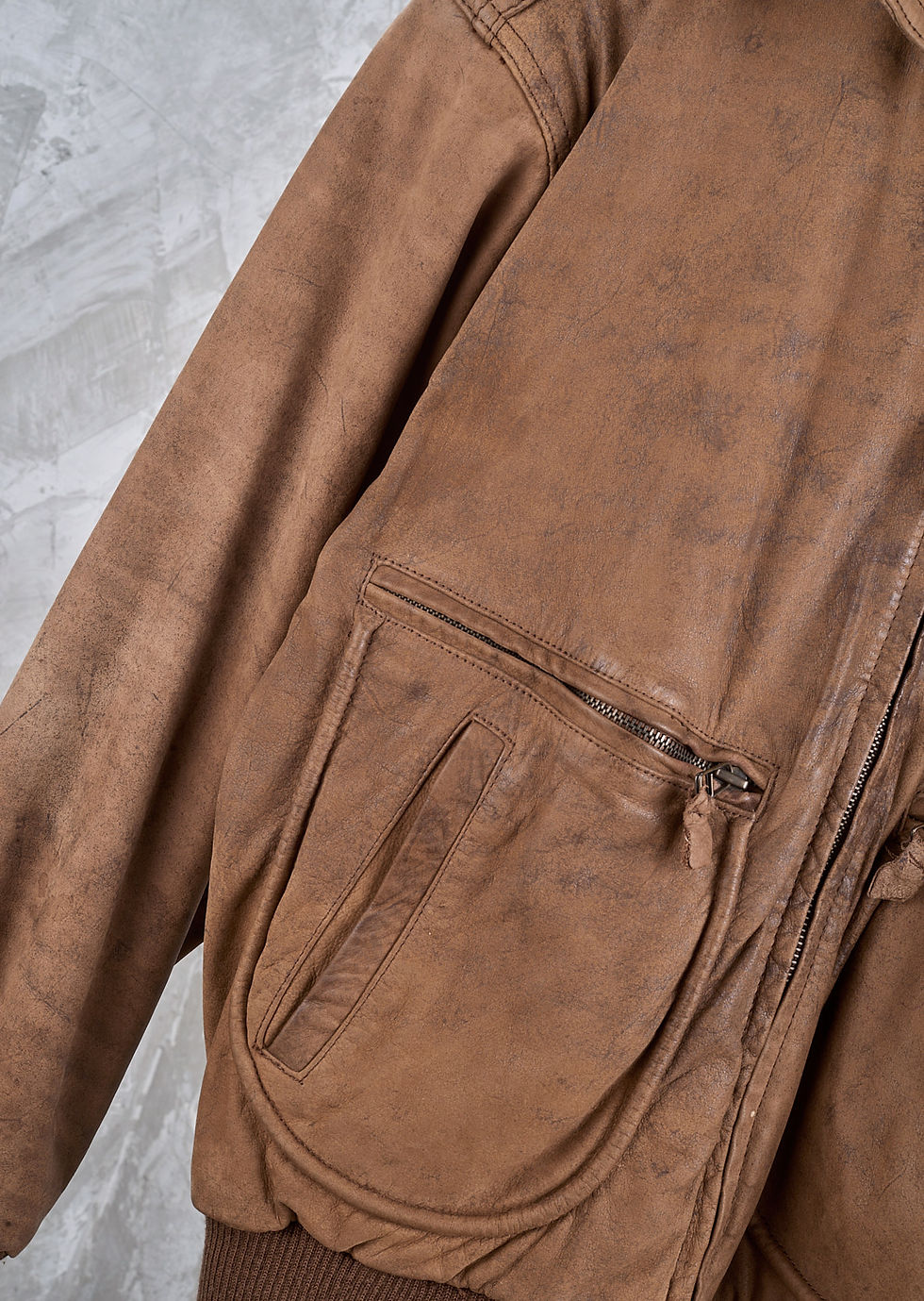 Thumbnail: 1980s Slouchy Leather Menswear Bomber M