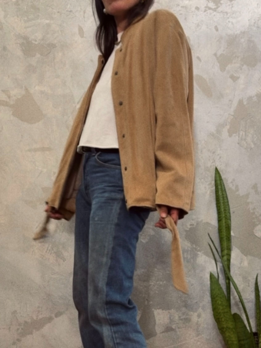 Thumbnail: BALLY 1980s Soft Gathered Suede Jacket M