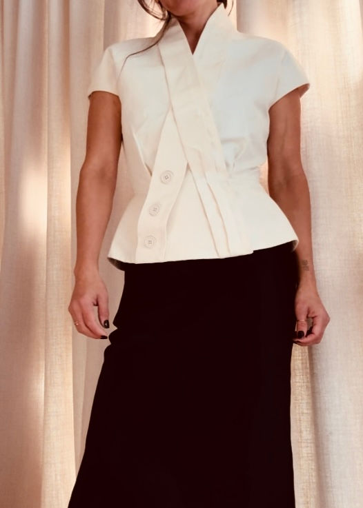Thumbnail: CHRISTIAN DIOR 2009 White Button Front Top XS