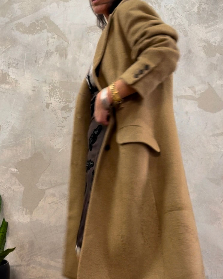 Thumbnail: PRADA 2006 Camel Hair Classic Coat M