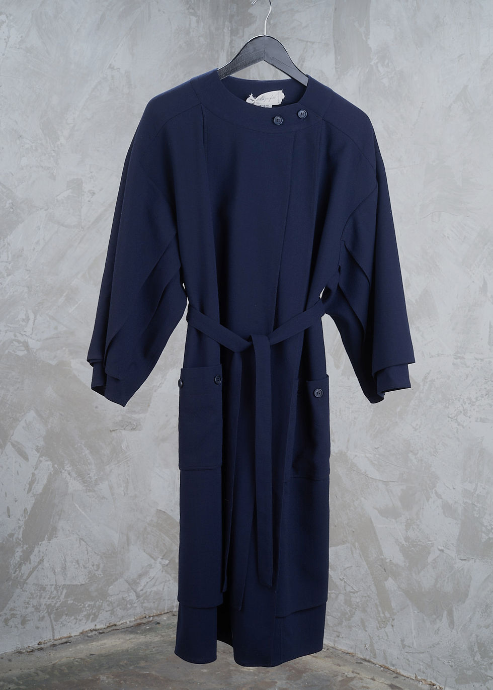 Thumbnail: KARL LAGERFELD NWT 1980s Navy Asymmetric Layered Sleeve Coat M