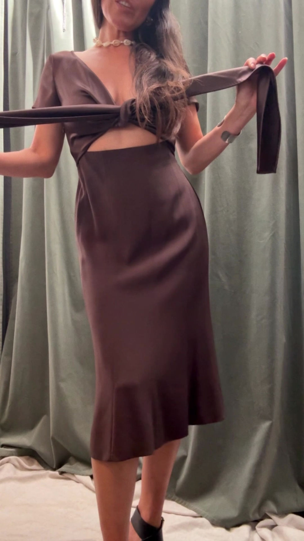 Thumbnail: MAX MARA Chocolate Wrap Front Lady Dress S