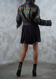 GIANNI VERSACE Fall 1991 Rare Collectors Runway Byzantine Leather Moto Jacket