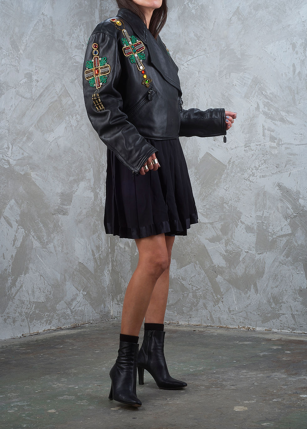 Thumbnail: GIANNI VERSACE FW 1991 Byzantine Black Leather Jacket