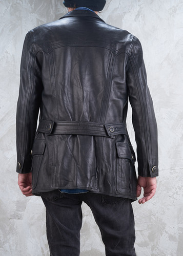 GIANNI VERSACE 1992 Black Leather Mens Western Jacket S M Rare | A
