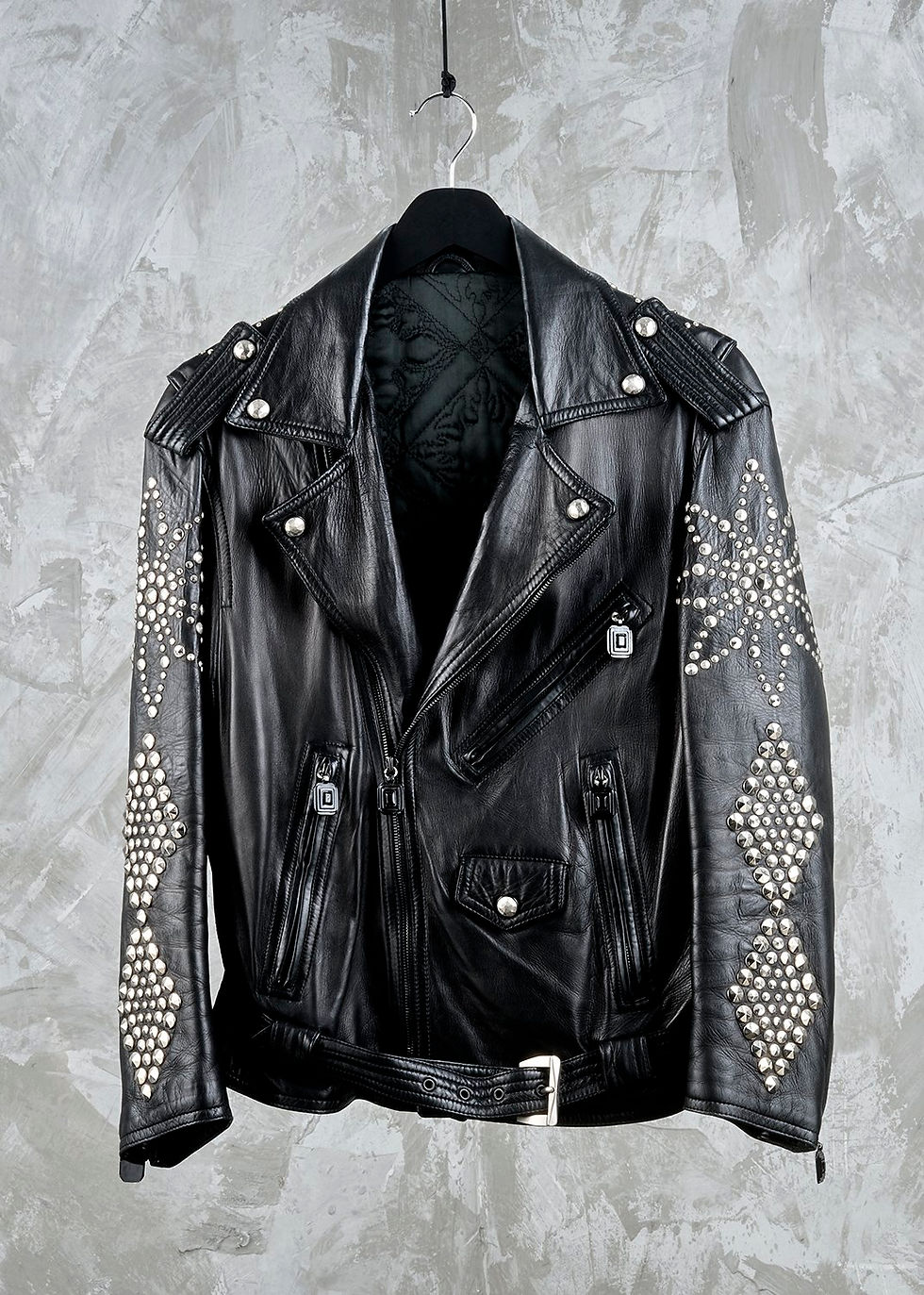 『4年保証』 1991 Fall Rare VERSACE GIANNI Runway Leather Studded Black ジャケット・アウター