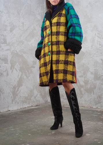 GIANNI VERSACE Couture FW 1991 Runway Multi Plaid Coat | A