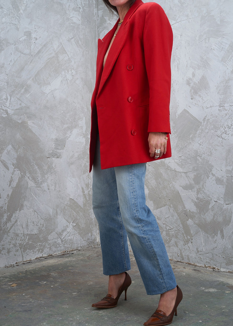 Thumbnail: GIANFRANCO FERRE 1990s Double Breast Peak Lapel Blazer S