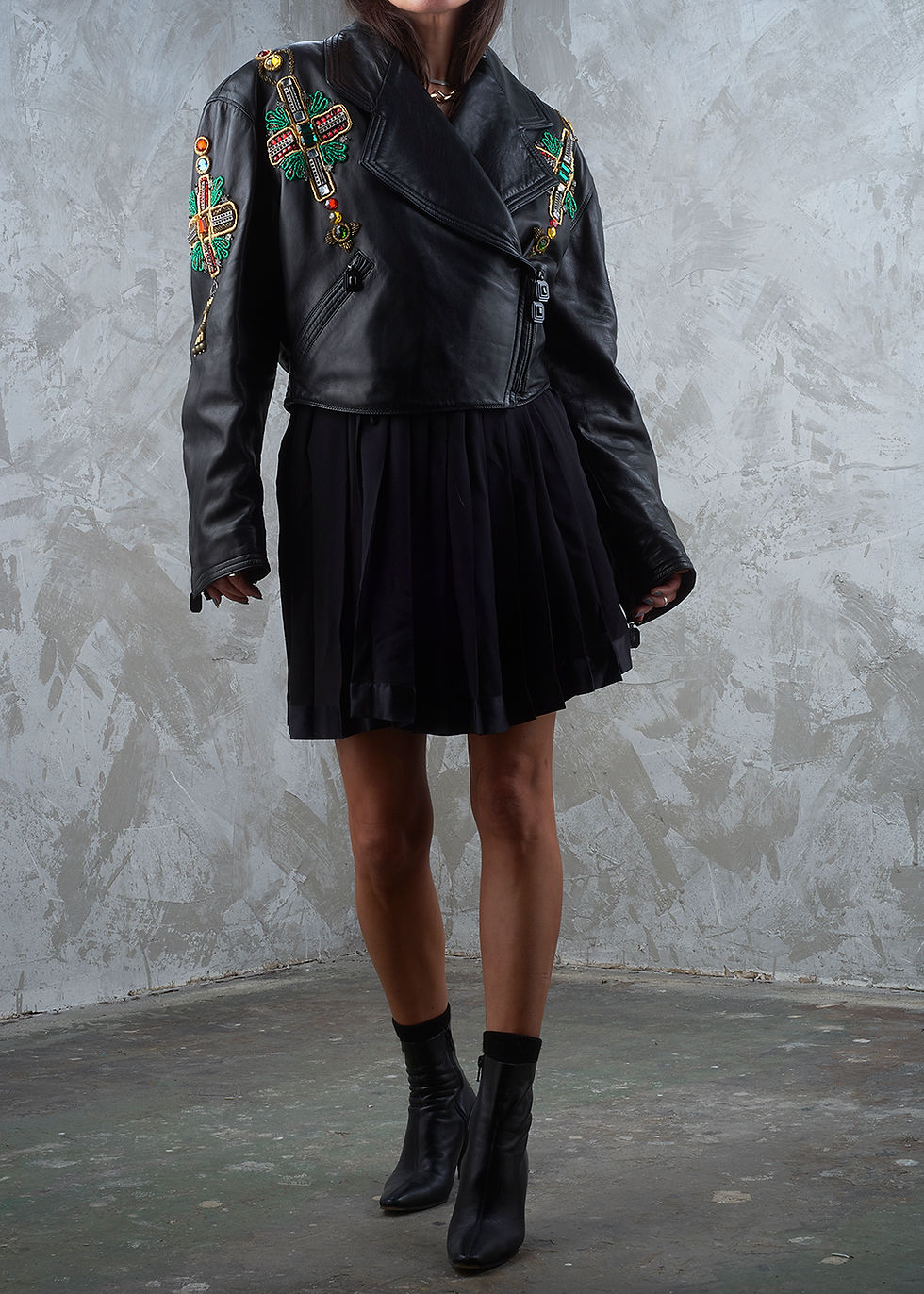 Thumbnail: GIANNI VERSACE FW 1991 Byzantine Black Leather Jacket