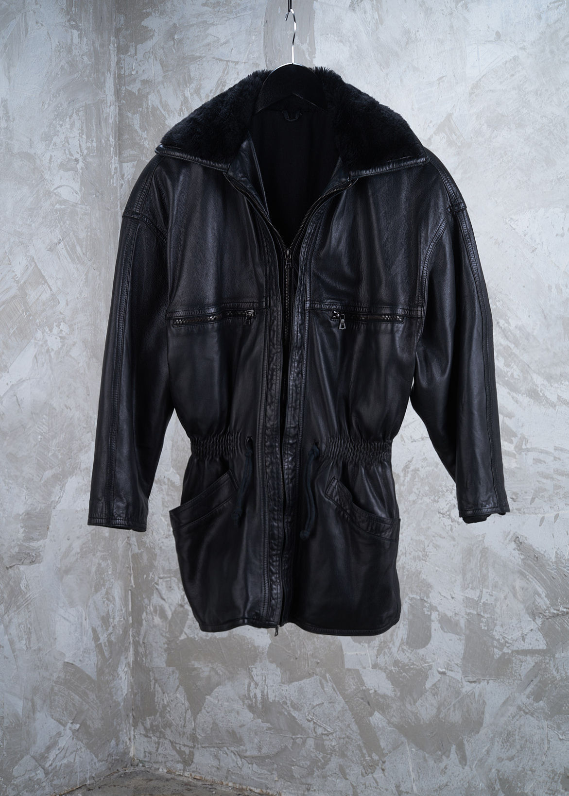 INSTANTE by VERSACE 1980s Waisted Leather Jacket S
