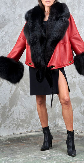 Gianfranco+Ferre+Red+Leather+black+faux+1988+fux+Collection+Couture+france+blazer+coat+jac