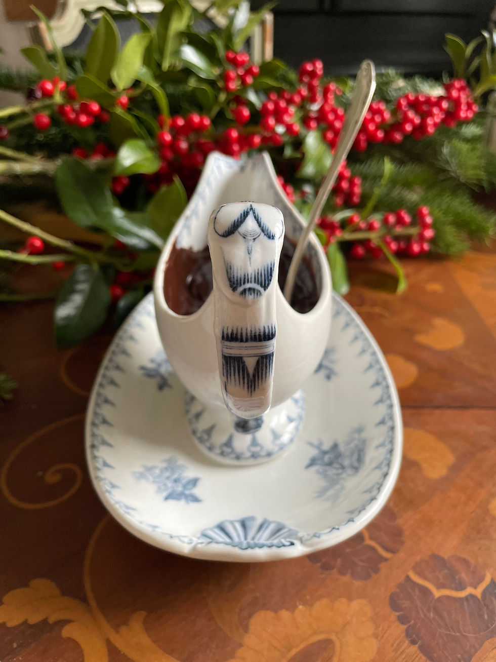Thumbnail: Sarreguemines ironstone gravy boat - Flora model circa 1910