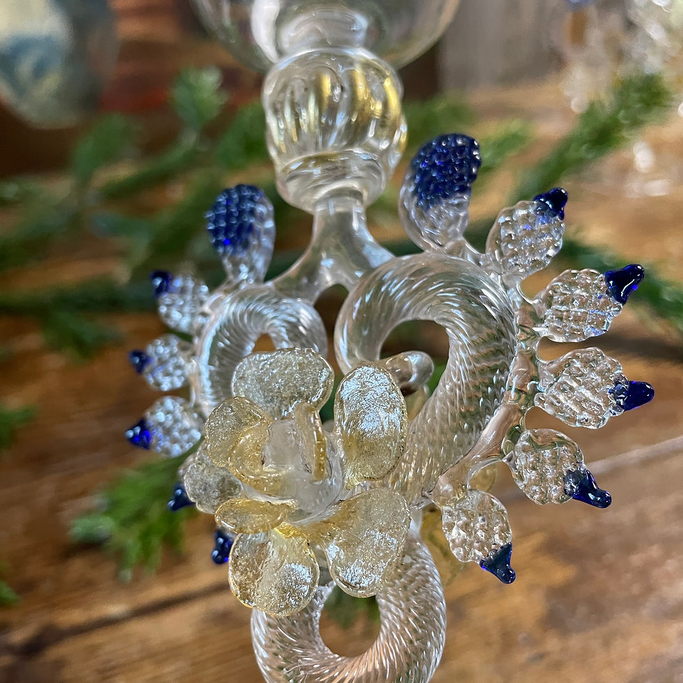 Thumbnail: Exceptional Murano glass flute - blue and gold