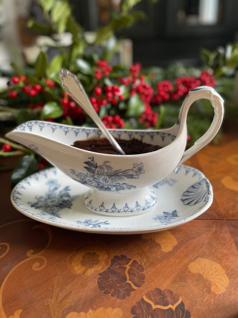 Thumbnail: Sarreguemines ironstone gravy boat - Flora model circa 1910